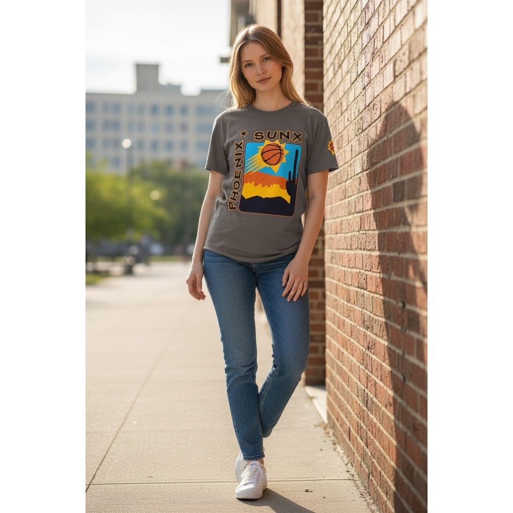 1091 Sportiqe Phoenix Suns Graphic T-Shirt Gray Desert Saguaro XL NBA Basketball